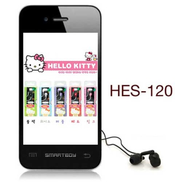 [HICKIES] 헬로키티 스마트폰 리모트기능 무통증 커널형 이어폰 HES-120